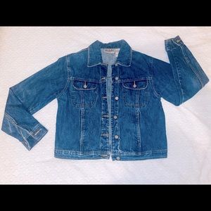 Dark blue vintage full length denim jacket!!